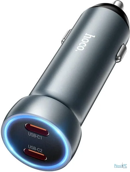 Hoco 60W USB-C PD 30W+30W Car Charger Grey