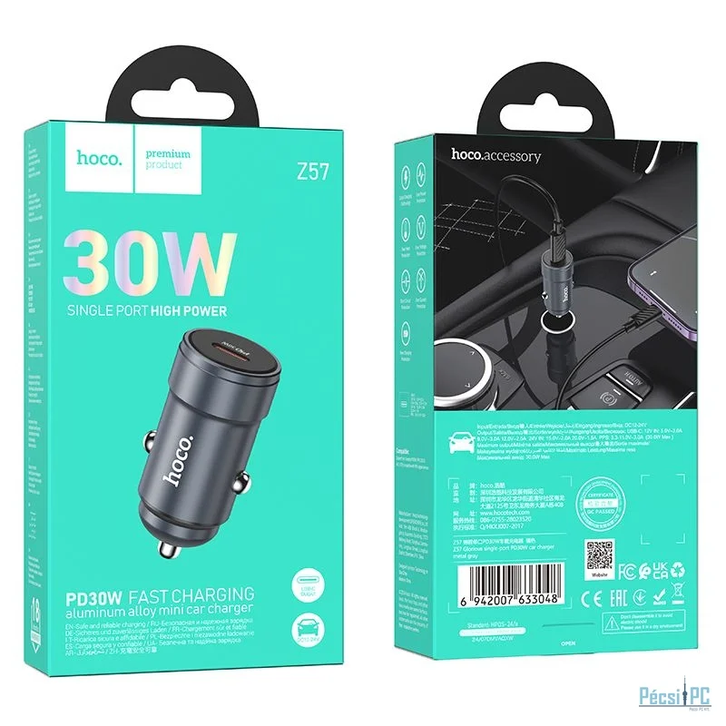 Hoco Z57 Mini car charger PD30W Black