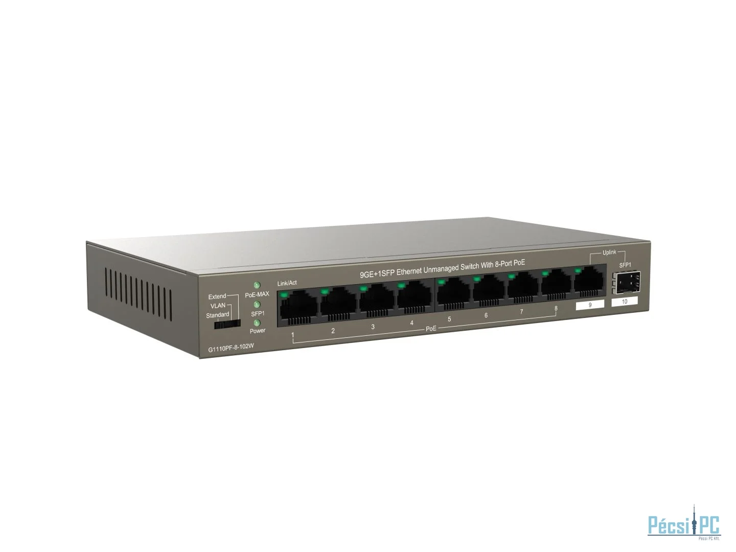 IP-COM G1110PF-8-120W 9GE+1SFP Ethernet Unmanaged Switch With 8-Port PoE