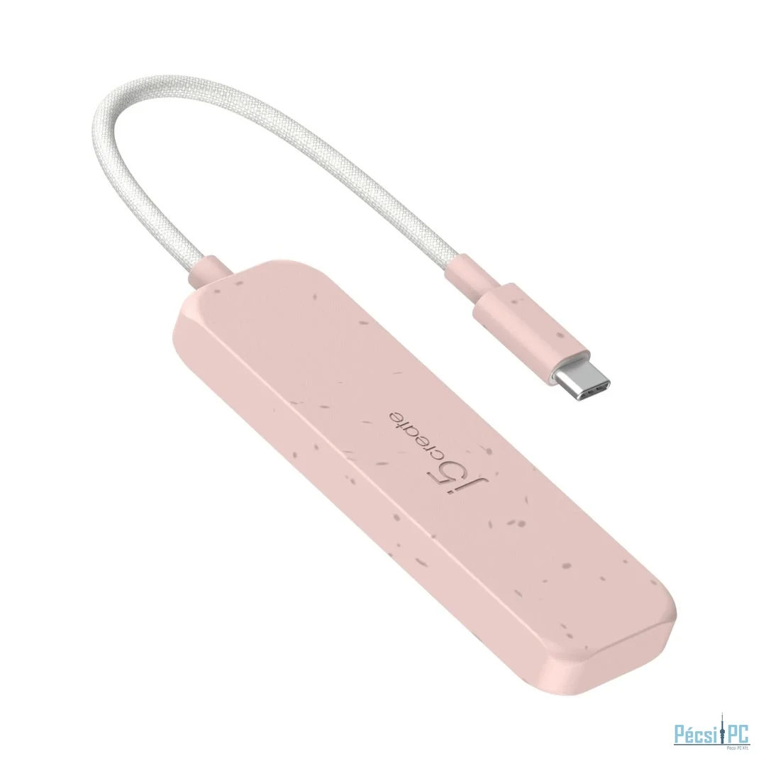j5create Eco-Friendly USB-C to 4-Port Type-C & Type-A Gen 2 Hub Misty Rose