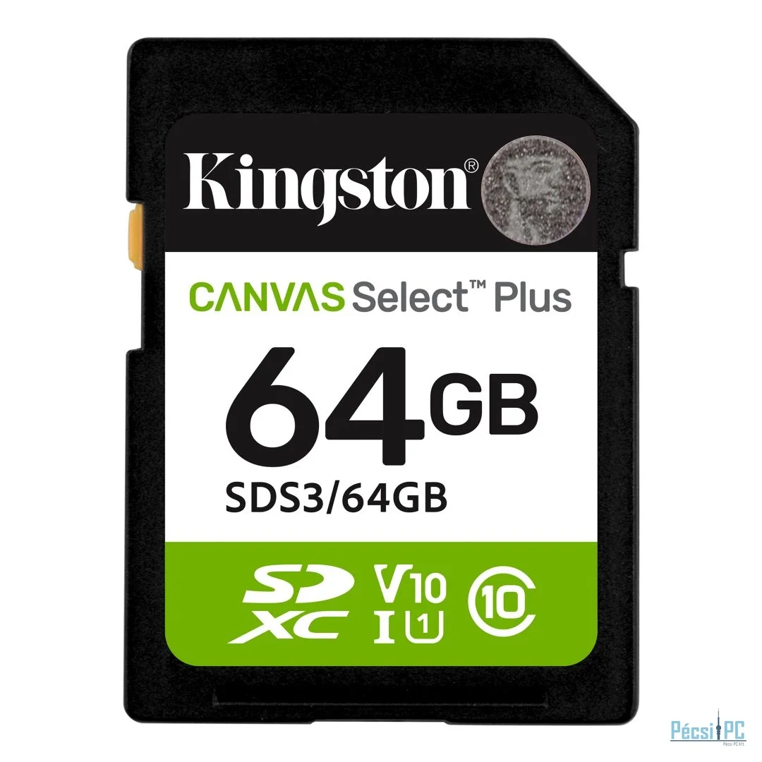 Kingston 64GB SDXC Canvas Select Plus Gen3 Class 10 UHS-I U1 V10