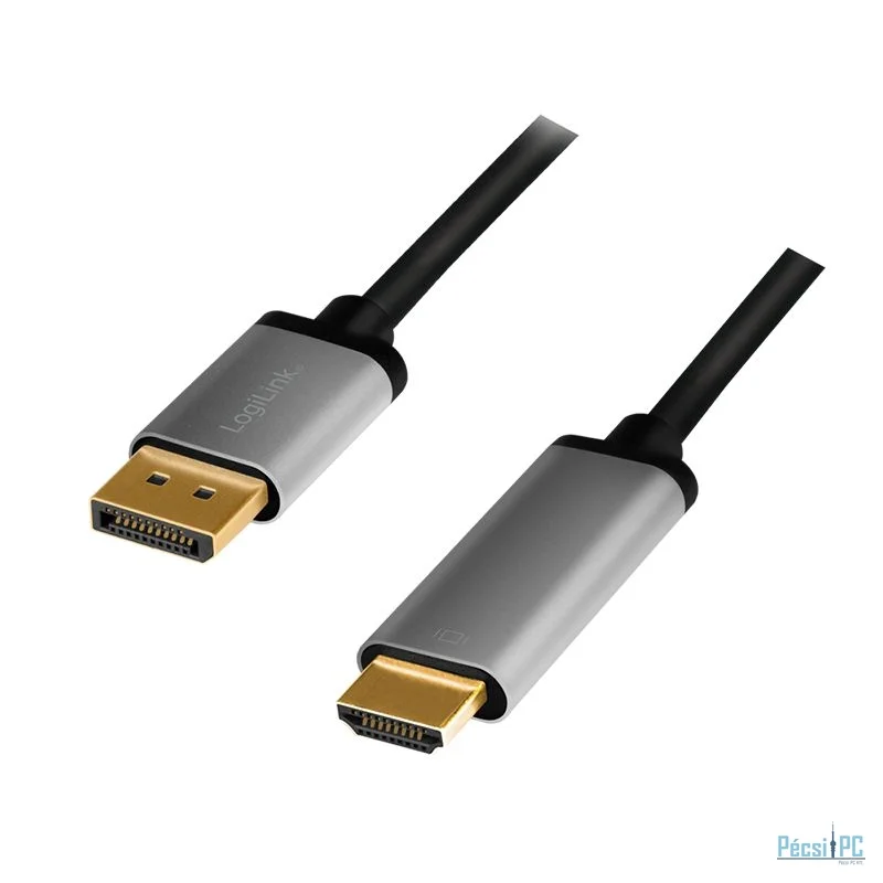Logilink DisplayPort cable DP/M to HDMI A/M 4K/60 Hz alu 2m Black/Grey