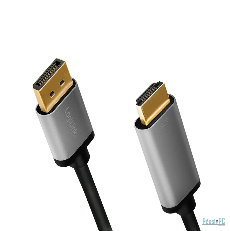 Logilink DisplayPort cable DP/M to HDMI A/M 4K/60 Hz alu 2m Black/Grey