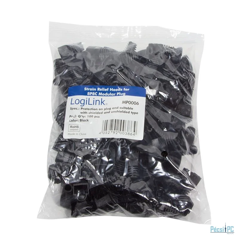 Logilink J45 plug strain relief boot 5,8mm 100db Black