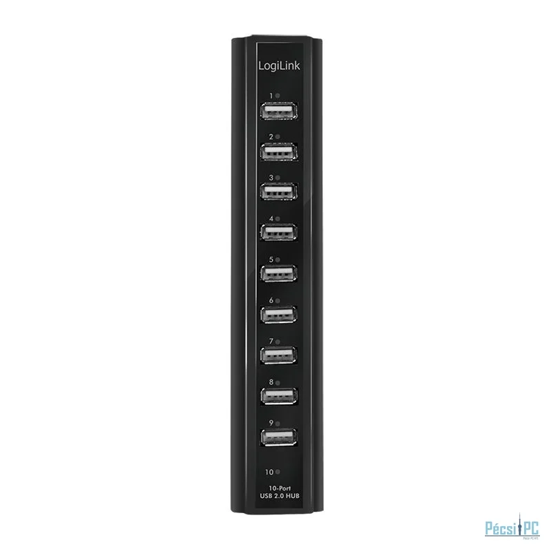 Logilink USB 2.0 hub 10-port with power supply Black
