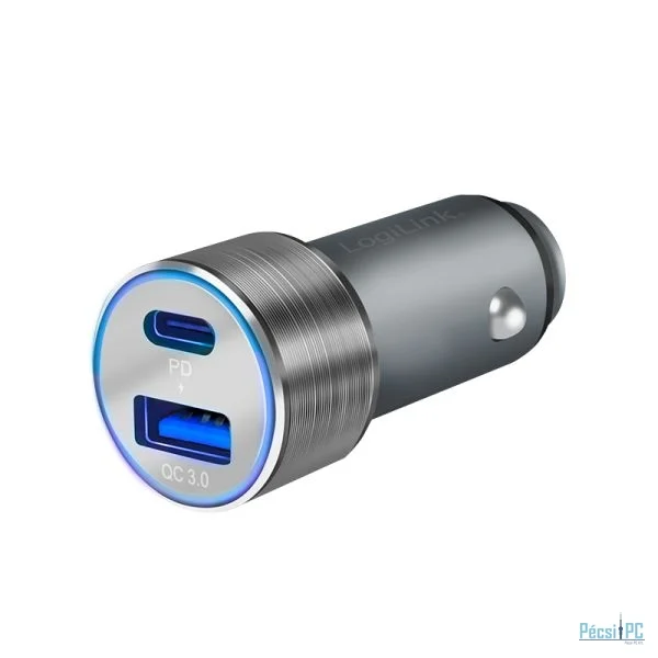 Logilink USB car charger 1x USB-C PD 1x USB-A QC 36W Grey