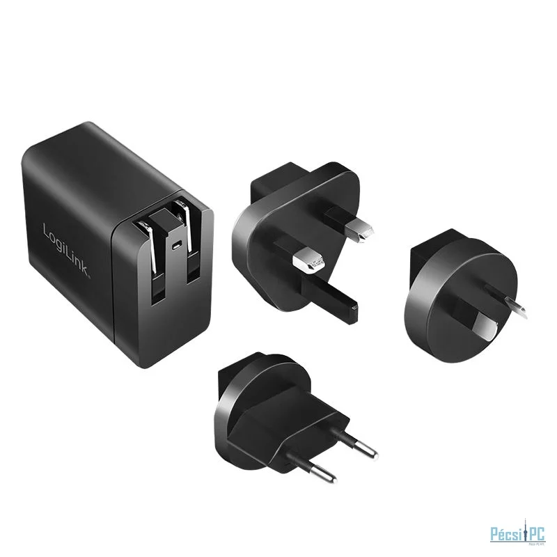 Logilink USB socket travel adapter for QC 3 18W Black