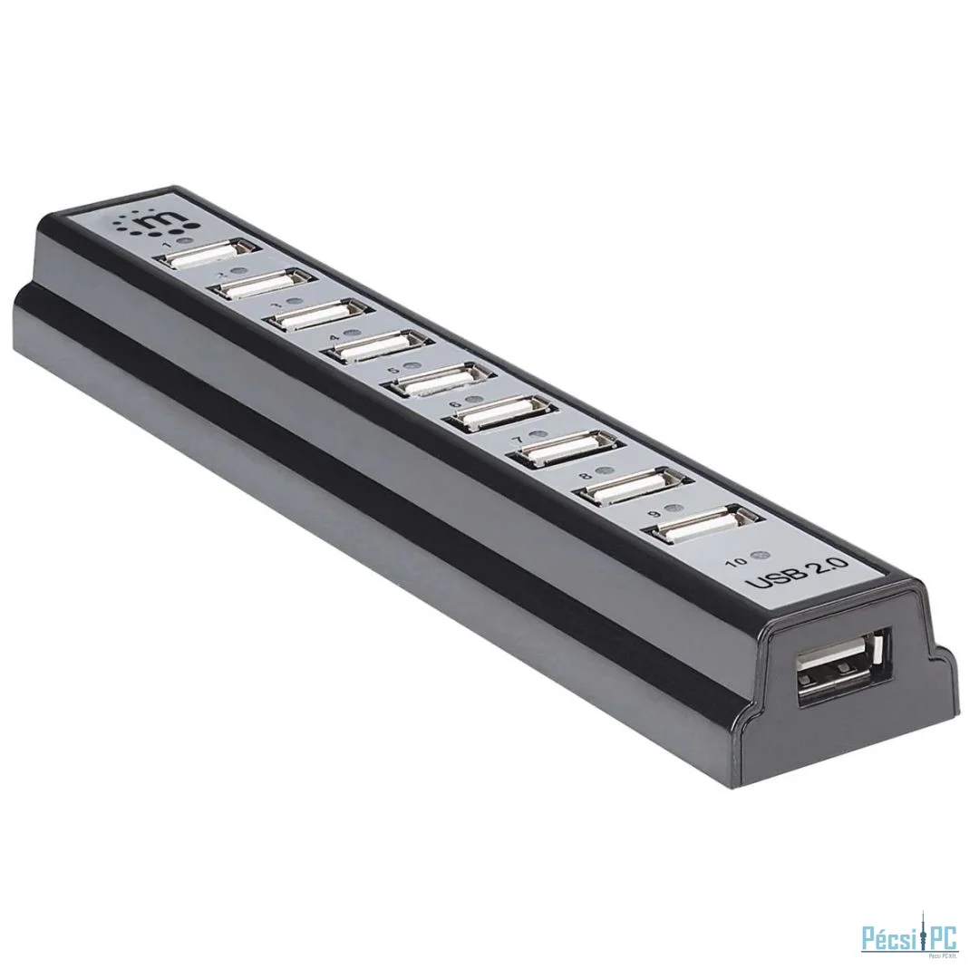 Manhattan 10-portos USB2.0 HUB Black