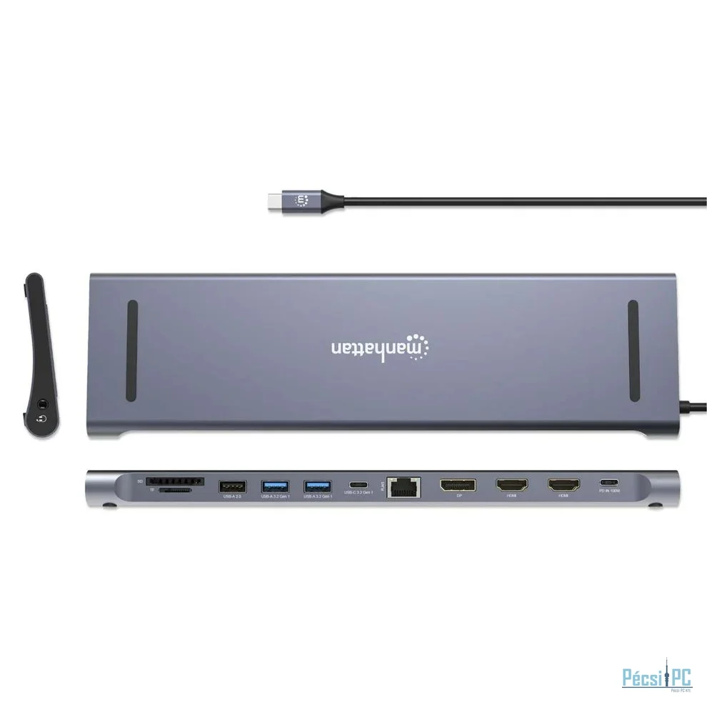 Manhattan USB-C PD 12-in-1 Triple Monitor 4K Docking Station / Multiport Hub