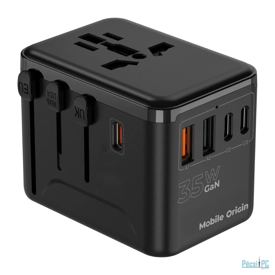 Mobile Origin GaN 35W Travel Adapter PW4 EU/UK/US/AUS, 3x USB-C + 2x USB-A 