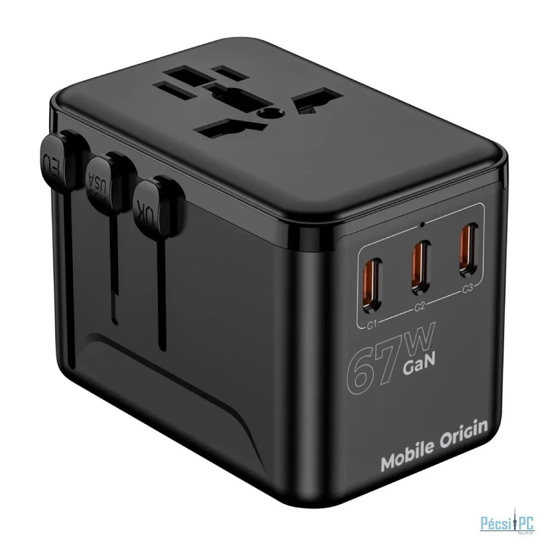 Mobile Origin GaN 67W Travel Adapter PW5 EU/UK/US/AUS, 3x USB-C + USB-A