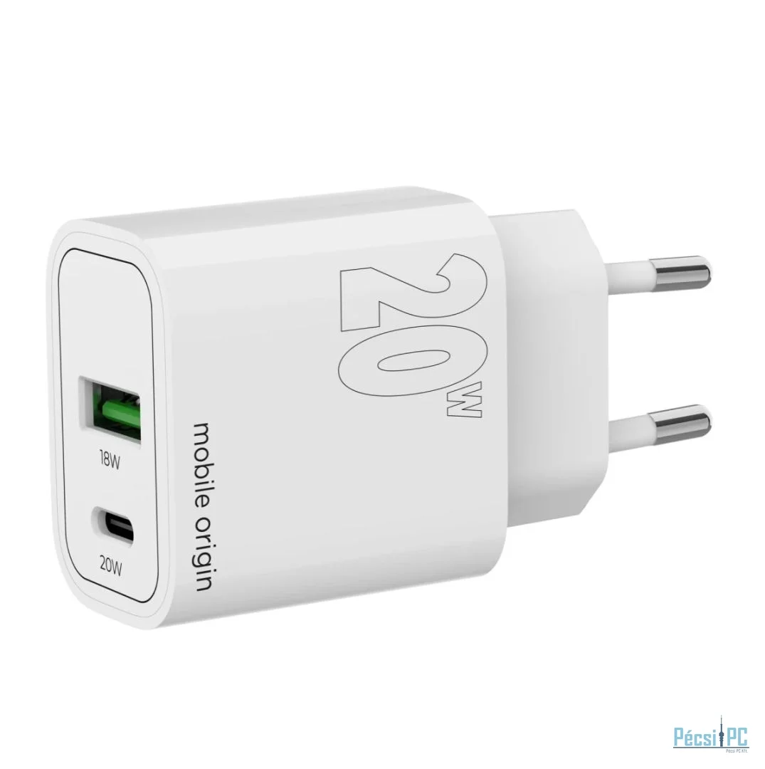 Mobile Origin PD20W Wall Charger MO12, 1 USB-A + 1 USB-C