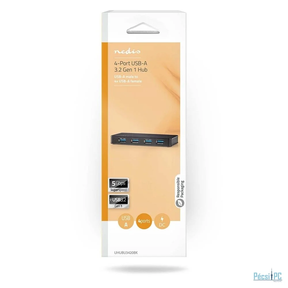 Nedis UHUBU3420BK USB Hub Black