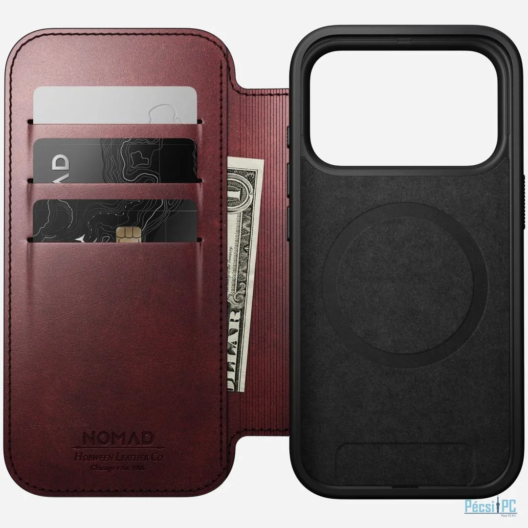 Nomad Modern Leather Folio (Horween) for iPhone 17 Pro Burgundy