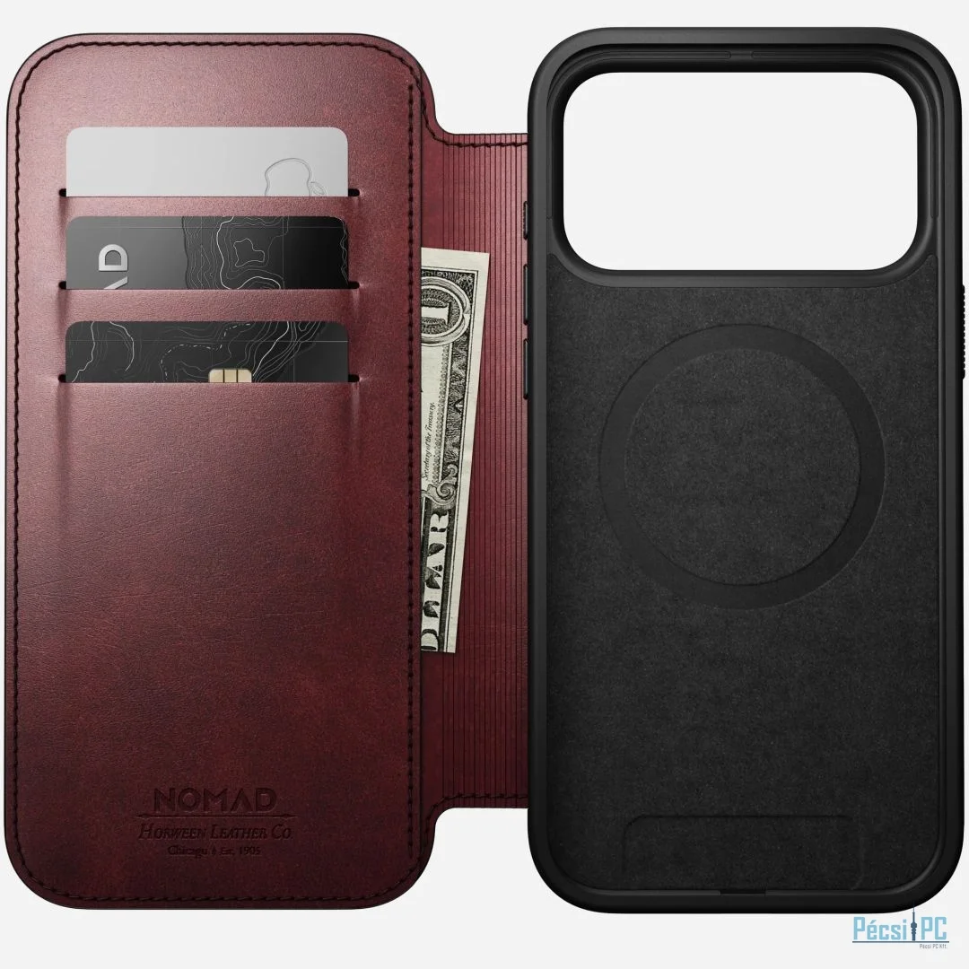 Nomad Modern Leather Folio (Horween) for iPhone 17 Pro Max Burgundy