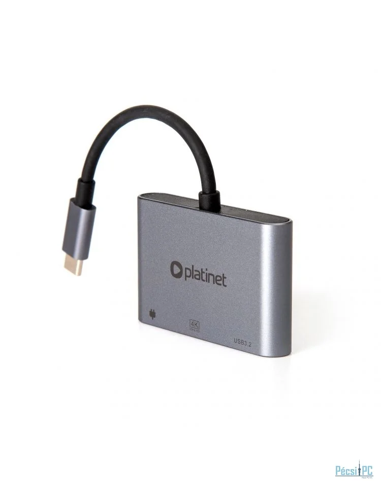 Platinet USB-C 3.2 Gen2 10GB/S Media Hub 3in1 HDMI 4K USB-A 3.2 USB-C PD 100W Aluminium