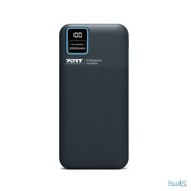 Port Designs 20000mAh Powerbank LCD Display USB-A QC / USB-C / Micro USB Black