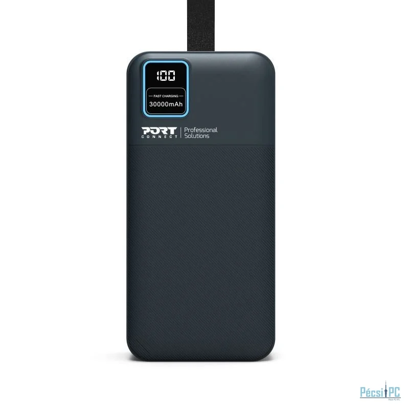 Port Designs 30000mAh Powerbank LCD Display USB-A QC / USB-C / Micro USB Black