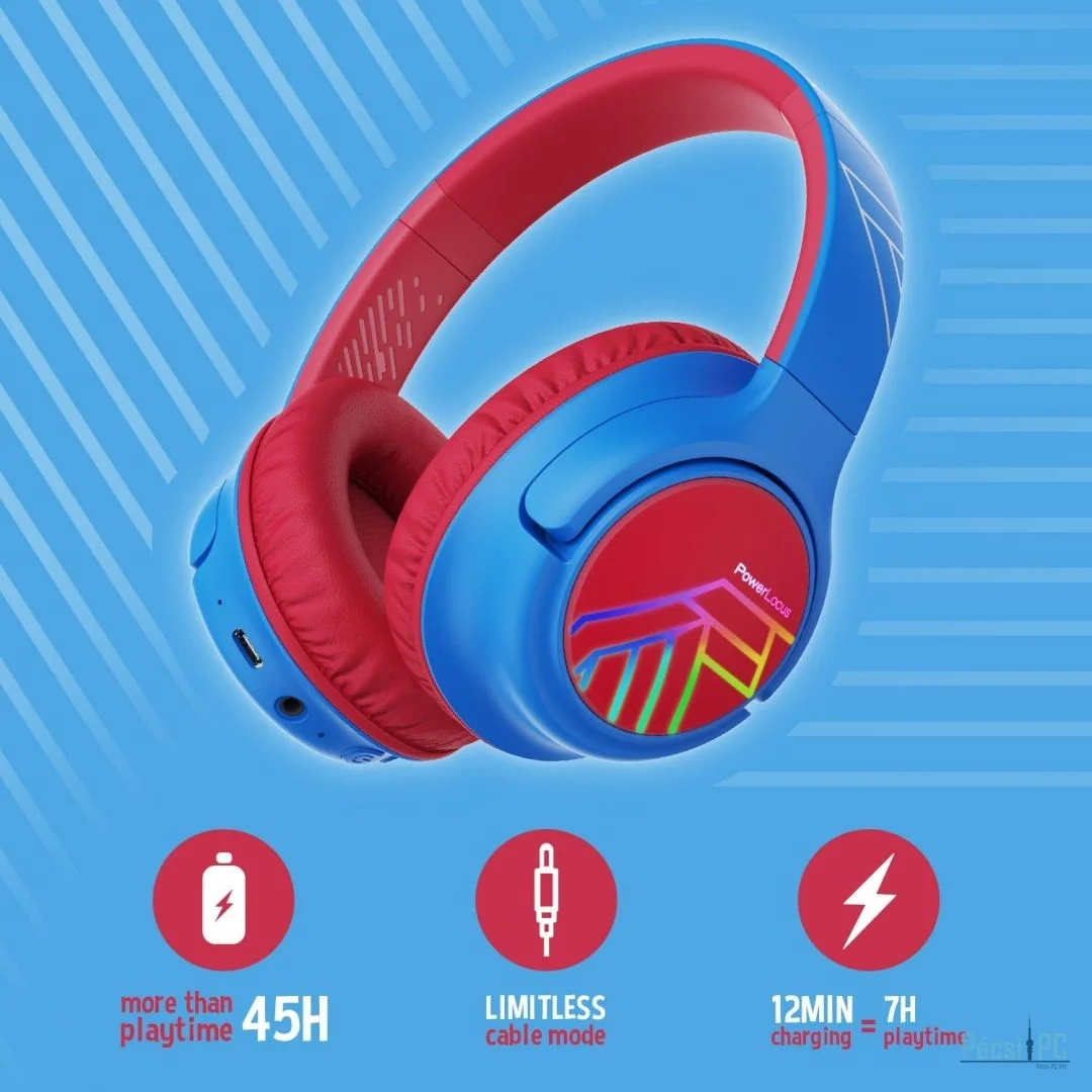PowerLocus Bobo Kids Bluetooth Headset Blue/Red