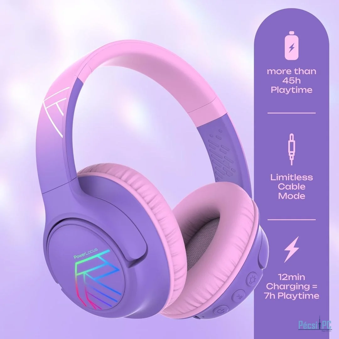 PowerLocus Bobo Kids Bluetooth Headset Purple/Pink