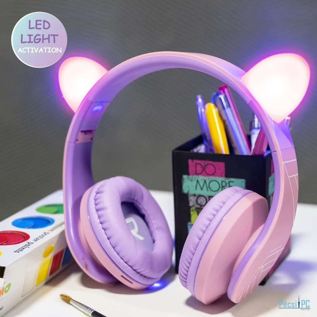 PowerLocus P2Kids Bluetooth Headset Purple/Pink Ears