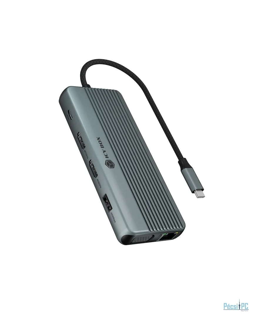 Raidsonic IcyBox IB-DK4062-CPD 12-in-1 with Triple Video Output USB3.2 Gen 1 Type-C Grey