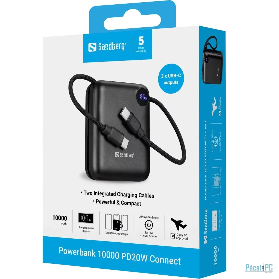 Sandberg PD20W 10000mAh Powerbank Black