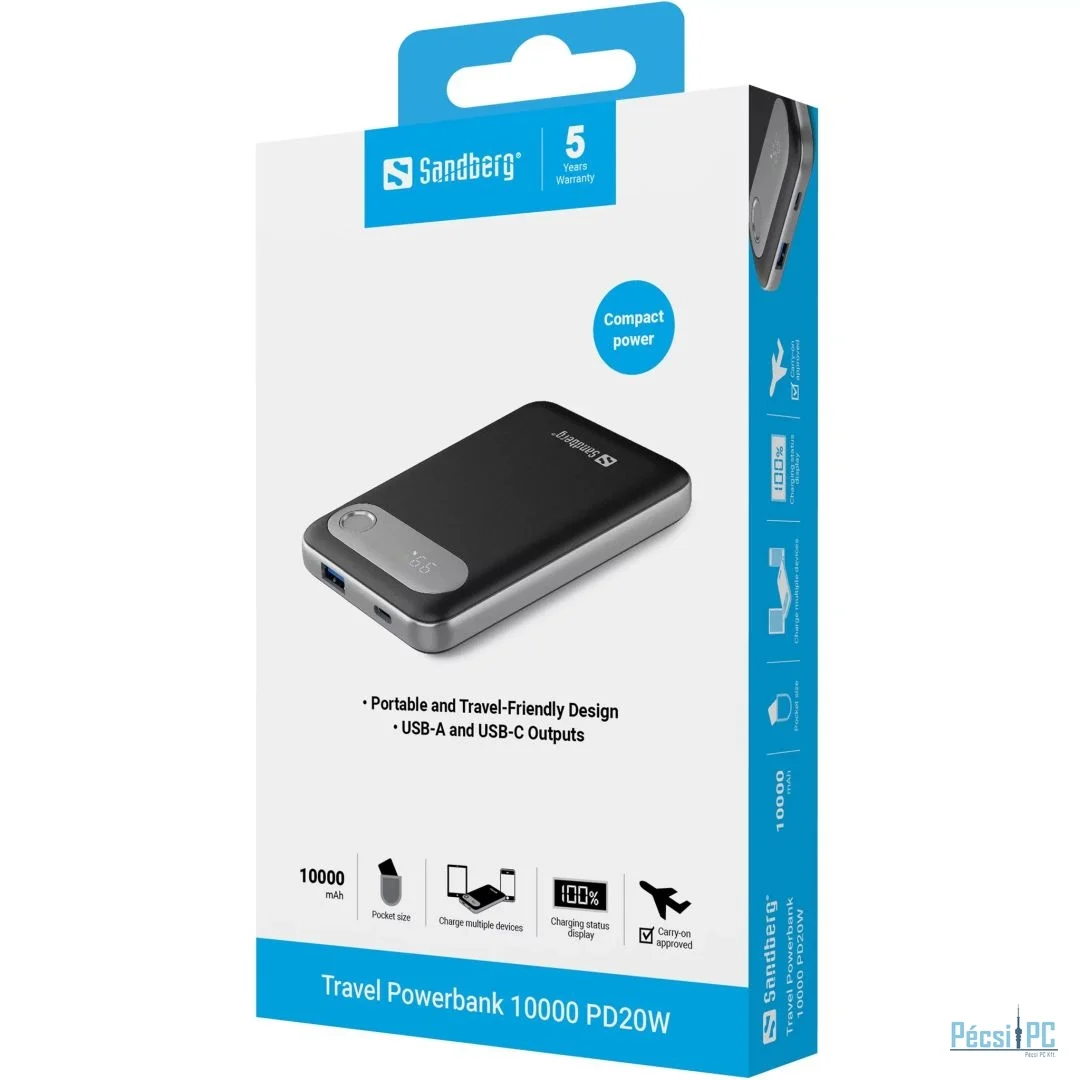 Sandberg Travel 10000mAh Powerbank Black