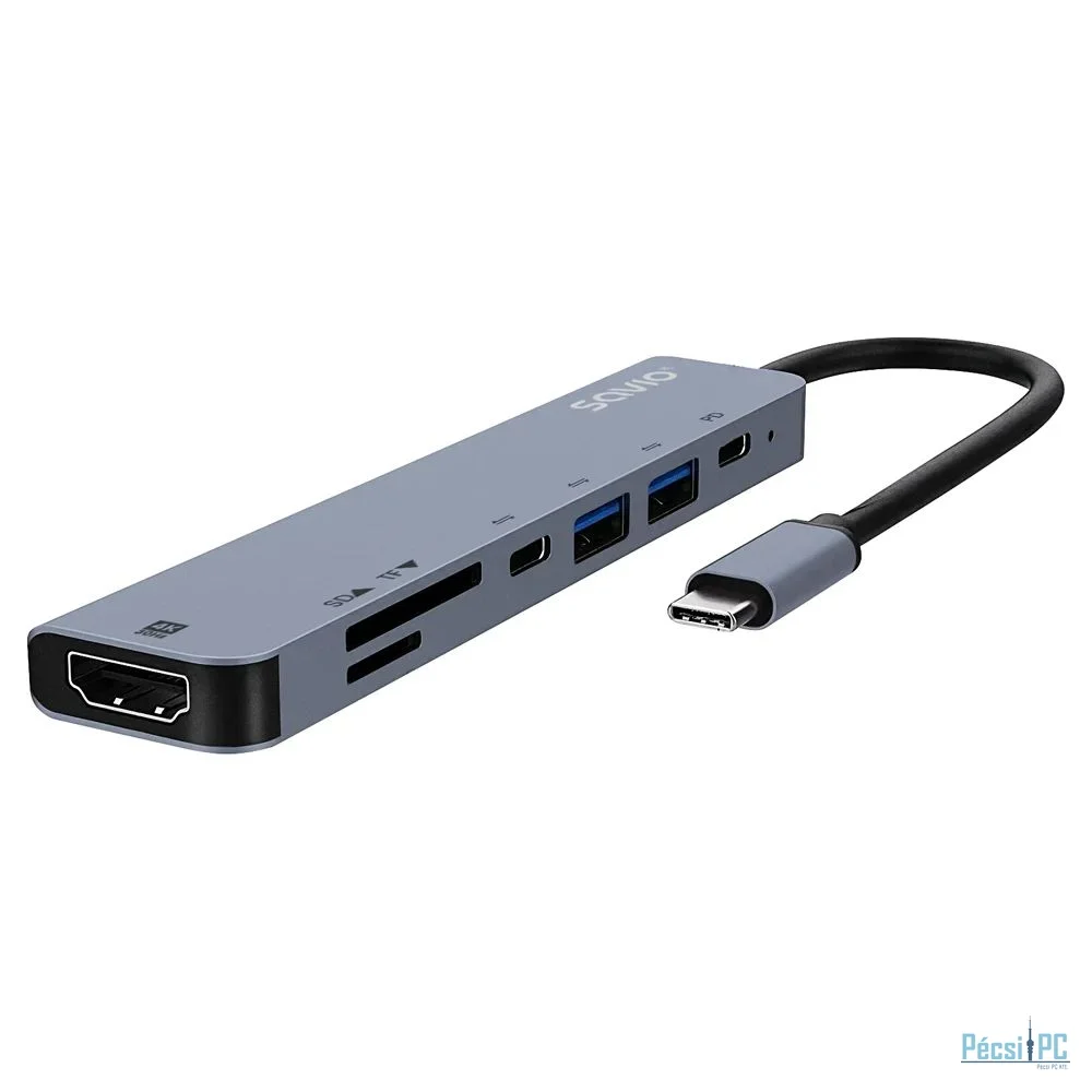 Savio AK-82 Multifunctional USB-C 7 in 1 hub Black