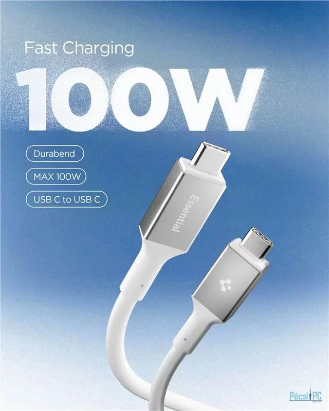 Spigen Essential USB C to USB C 100W Cable 1m White