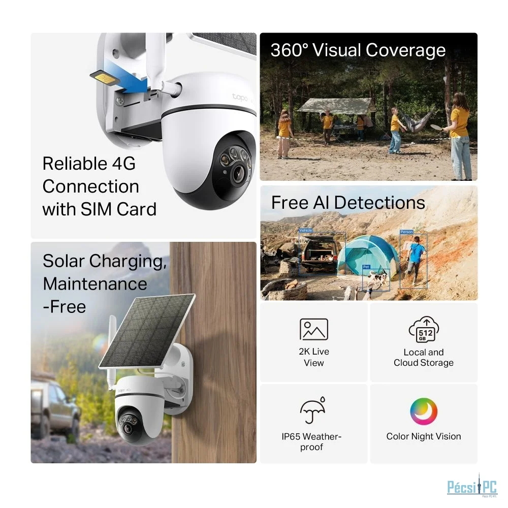 TP-Link Tapo C615G KIT Solar-Powered Pan/Tilt 4G LTE Security Camera Kit