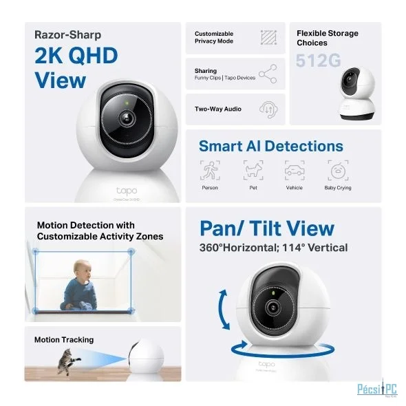 TP-Link TC72 Pan/Tilt AI Home Security Wi-Fi Camera