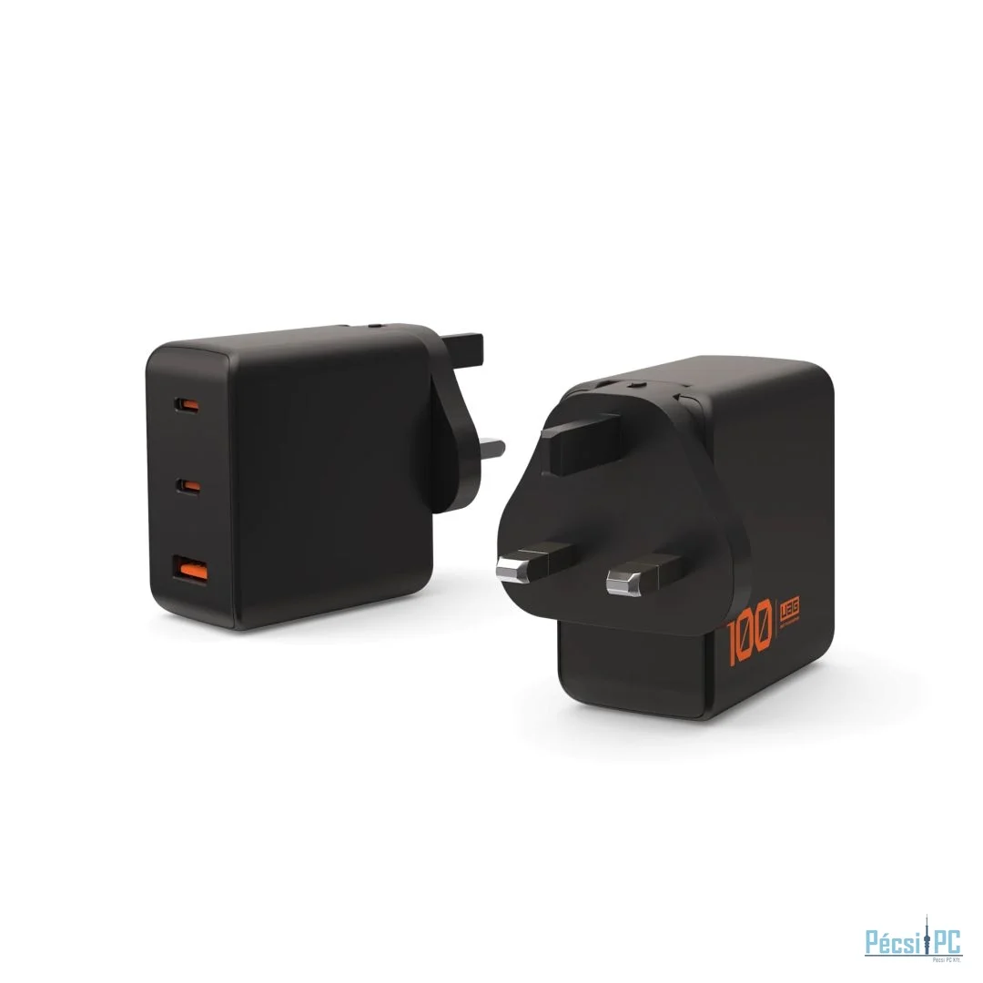 UAG 100W 3Port ((2)USB-C, (1)USB-A) Wall Charger Black