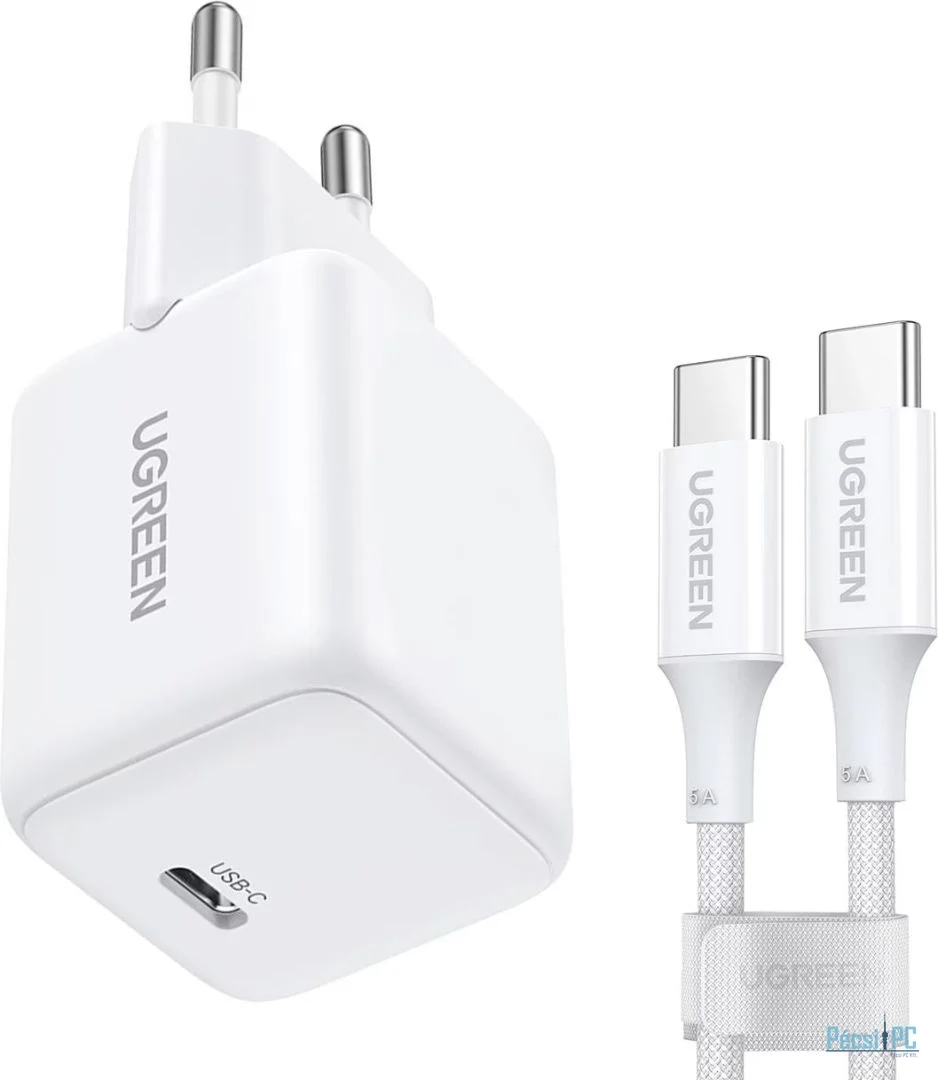 UGREEN X513 30W GAN 1X USB-C Mains Charger+1M USB-C Cable White