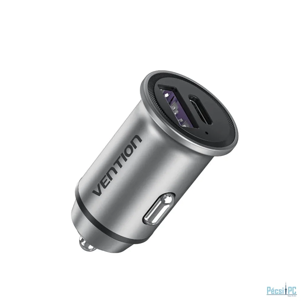 Vention Car charger USB-A+C 2port 30W Grey