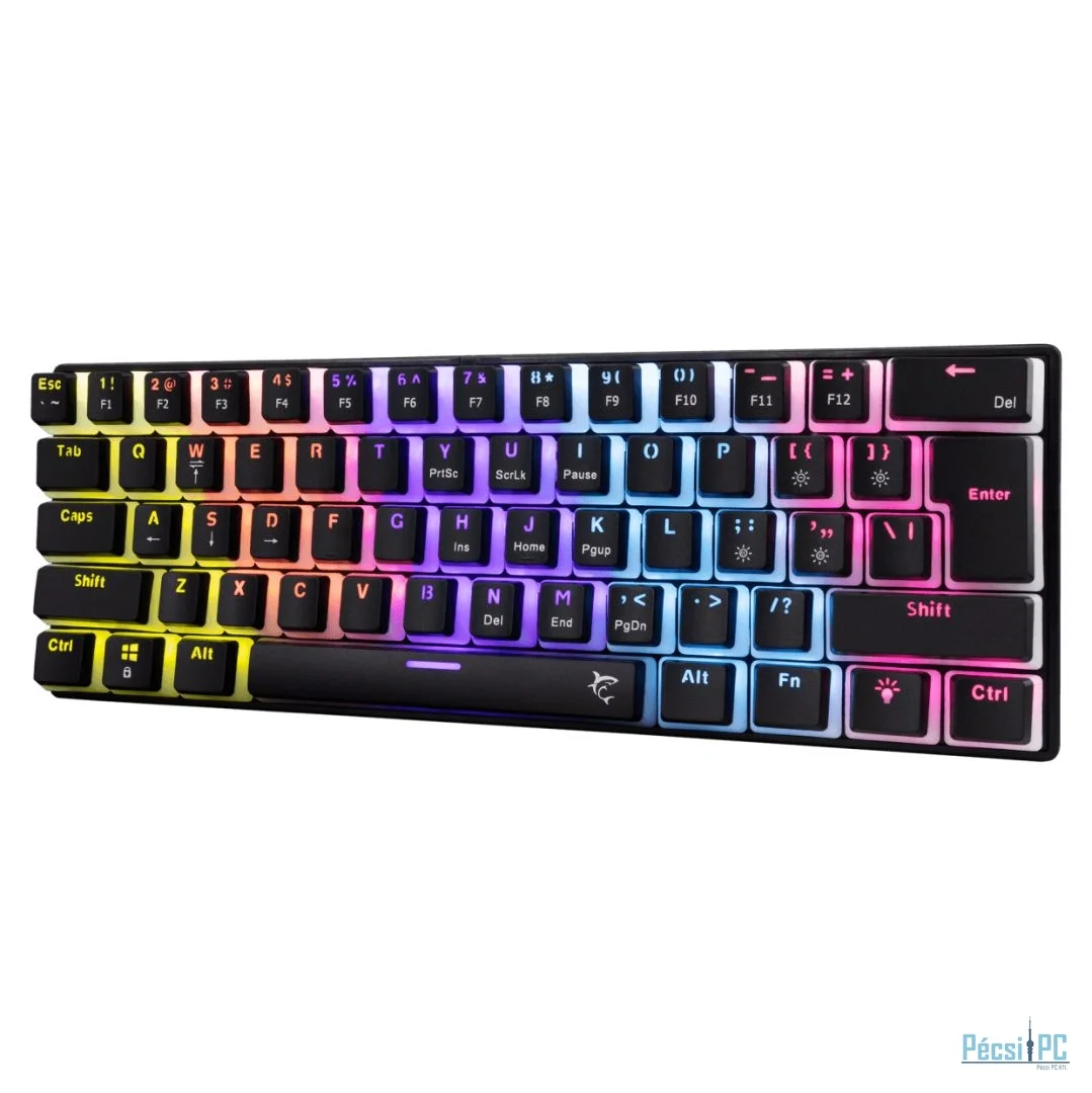 White Shark Ashiko 2 Blue Switches Mechanical 60% Gaming Keyboard Black US