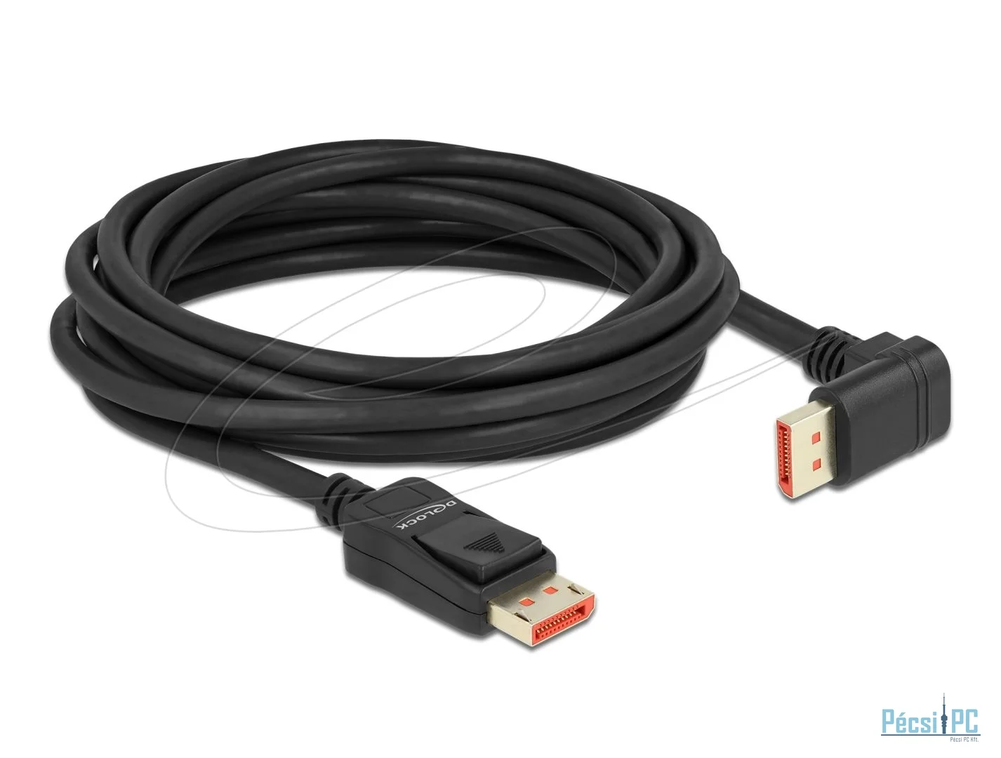 DeLock DisplayPort cable male straight to male 90° downwards angled 8K 60 Hz 5m Black