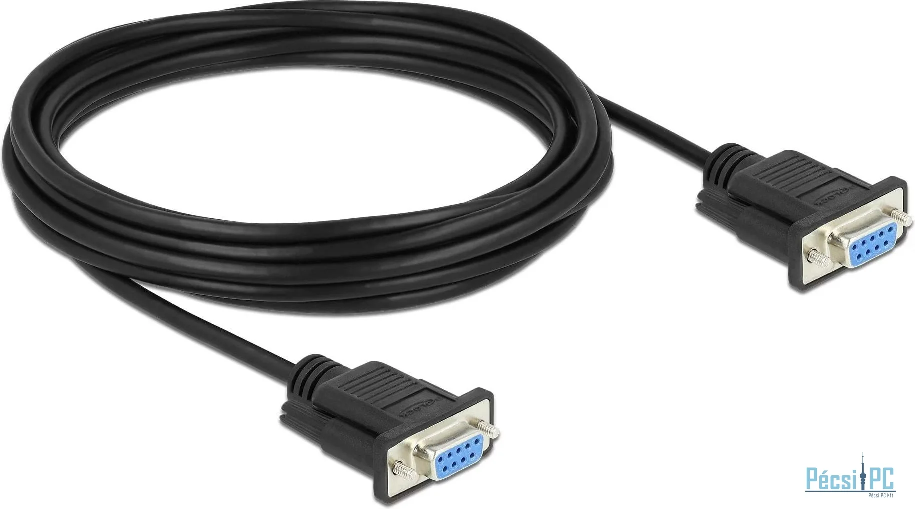 DeLock RS-232 D-Sub9 female to female null modem with narrow plug housing Serial Cable 5m Black