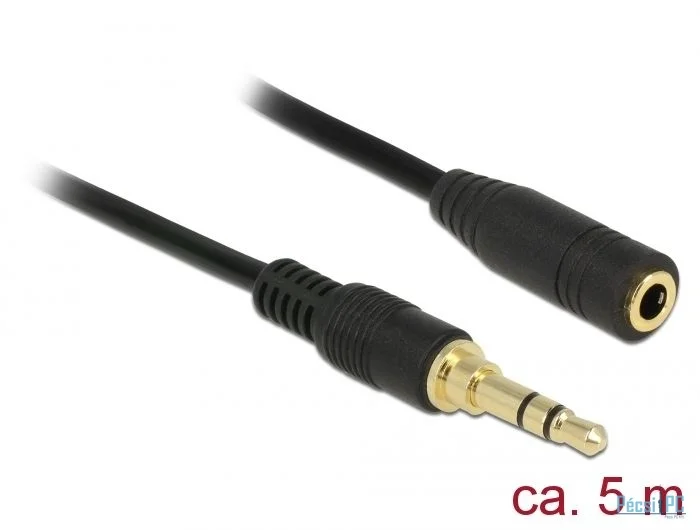 DeLock Stereo Jack Extension Cable 3.5 mm 3 pin male to female 5m Black