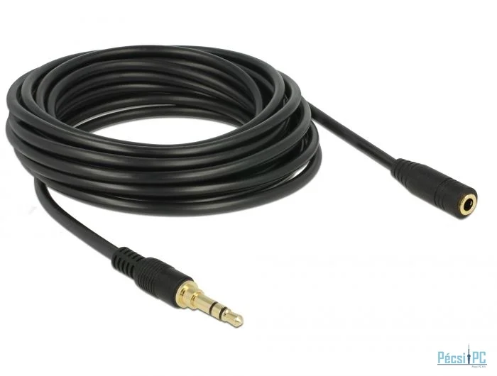 DeLock Stereo Jack Extension Cable 3.5 mm 3 pin male to female 5m Black