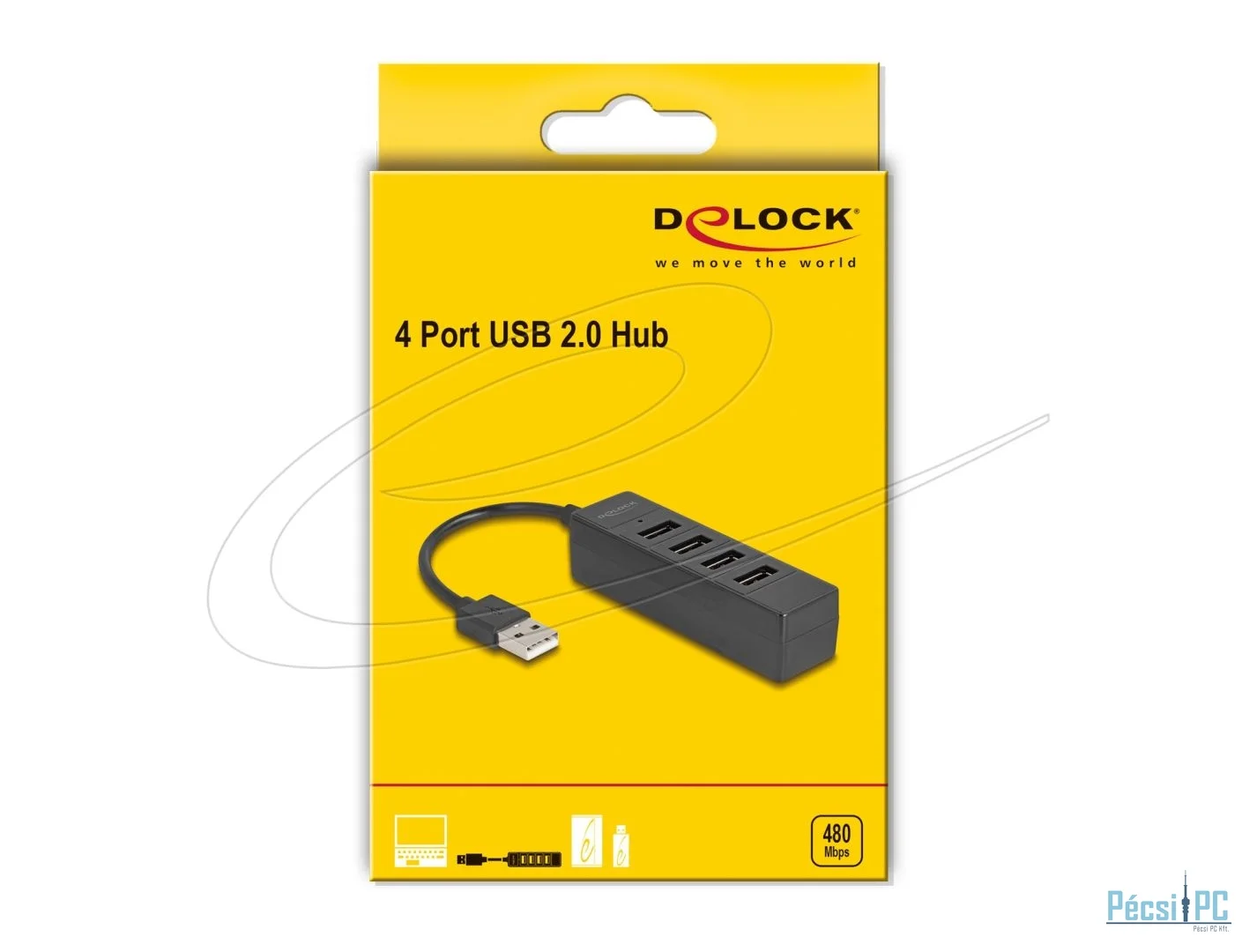 DeLock USB Hub 4 port USB 2.0 with 4xUSB Type-A female Black