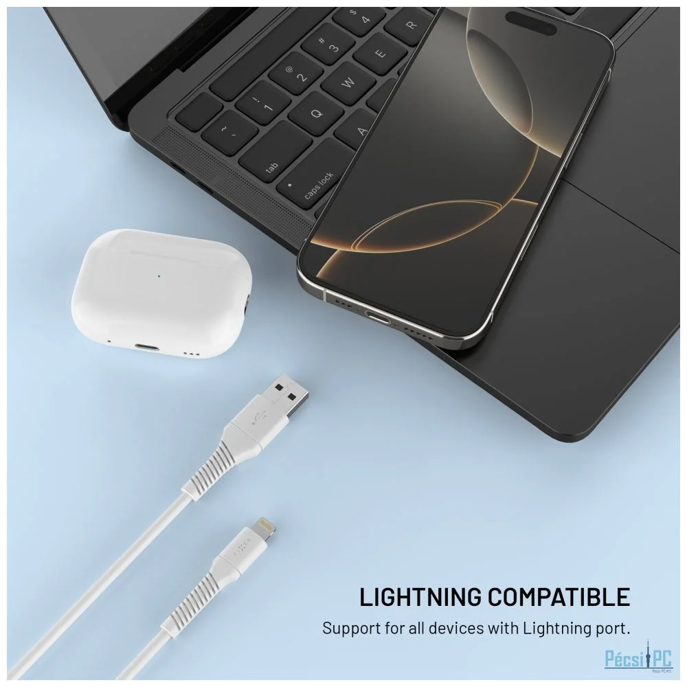 FIXED USB2.0 USB/Lightning kábel, 1,2m, fehér