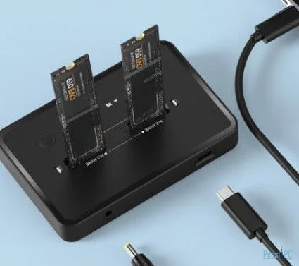 Gembird DD2-U3M2 Desktop dual drive USB Type-C M.2 NVME (and SATA) SSD docking station Black