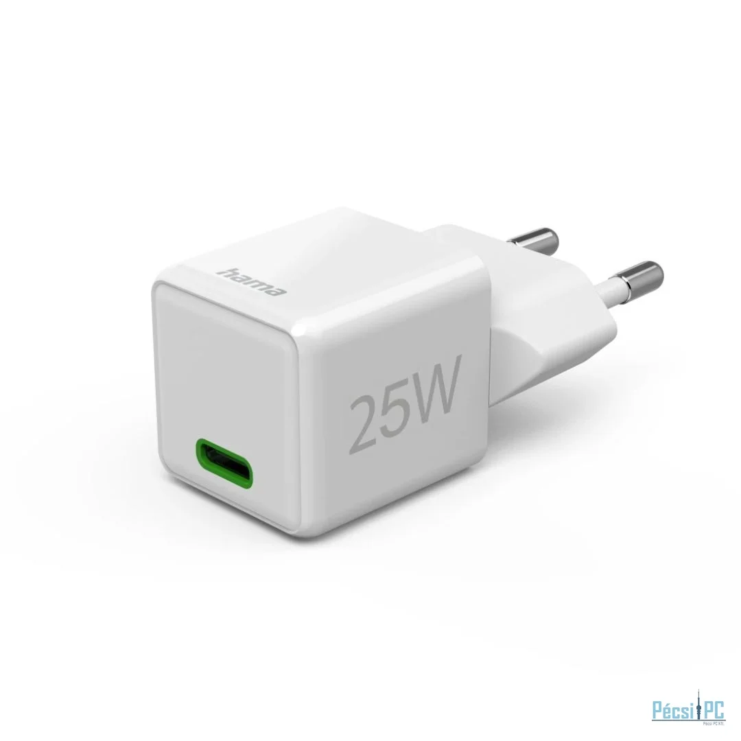 Hama Fast Charger GaN USB-C Super-Mini Charger PD 25W White