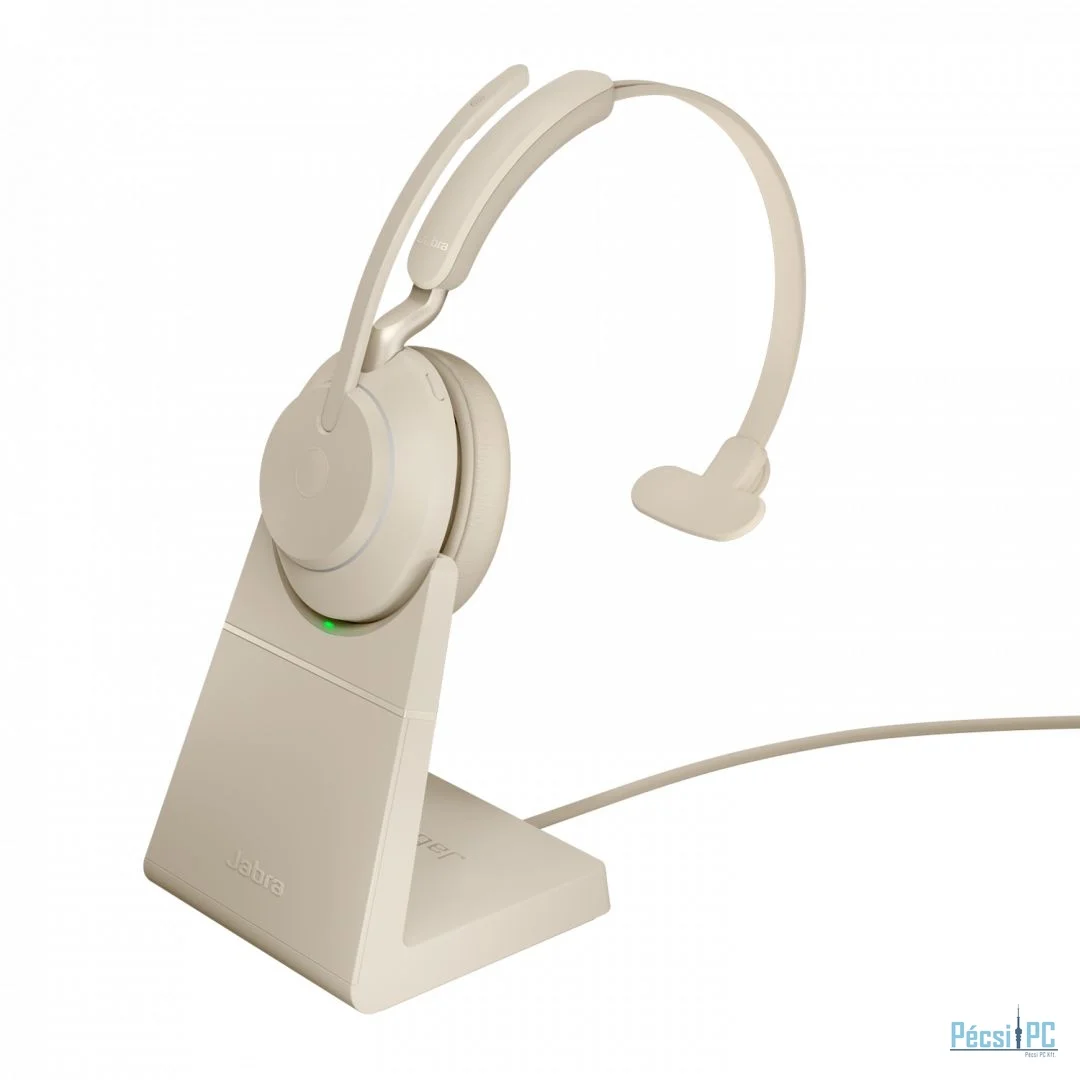 Jabra Evolve2 65 Link380a UC Mono Bluetooth Headset + Charging Stand Beige