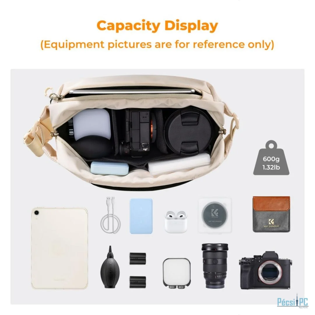 K&F Concept 2in1 Sling Bag Everyday Shoulder Bag & Photography Camera Backpack 10L Beige