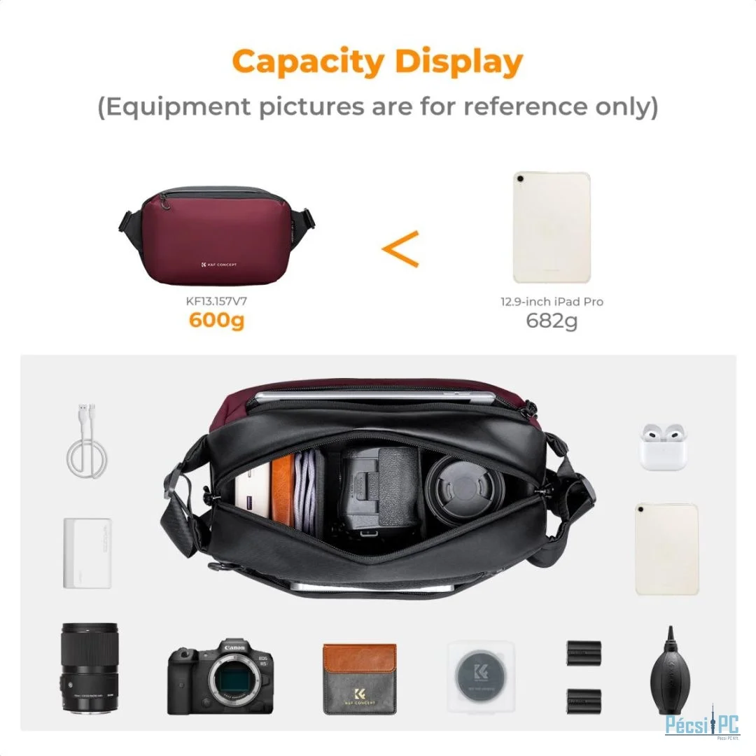 K&F Concept 2in1 Sling Bag Everyday Shoulder Bag & Photography Camera Backpack 10L Red