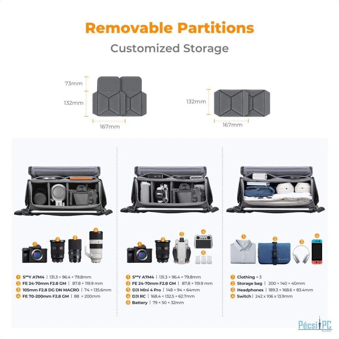 K&F Concept Camera Crossbody Shoulder Backpack 10L Black