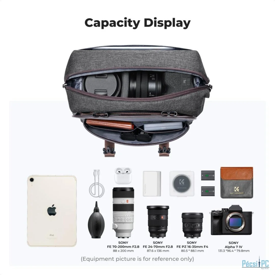 K&F Concept Casual Shoulder Photography Bag with Tripod Strap 8L Dark Grey