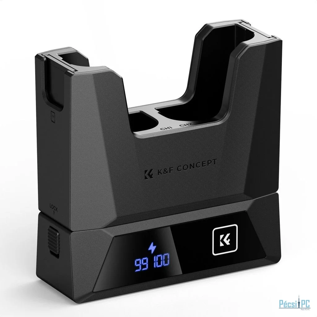 K&F Concept hordozható moduláris dupla töltő, 2db LP-E6NH akkumulátorhoz